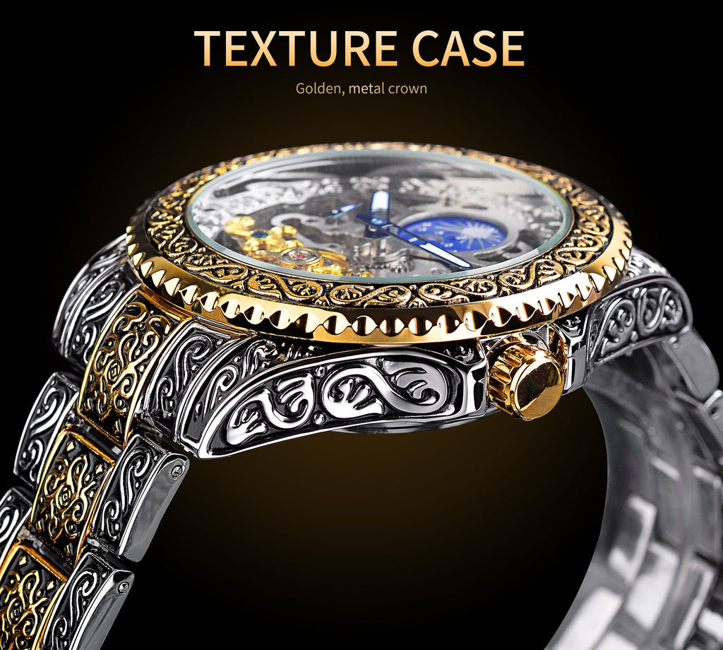 Montre Mécanique de Luxe pour Homme Forsining, Tourbillon Sculpté Squelette - IVOIRART.COM