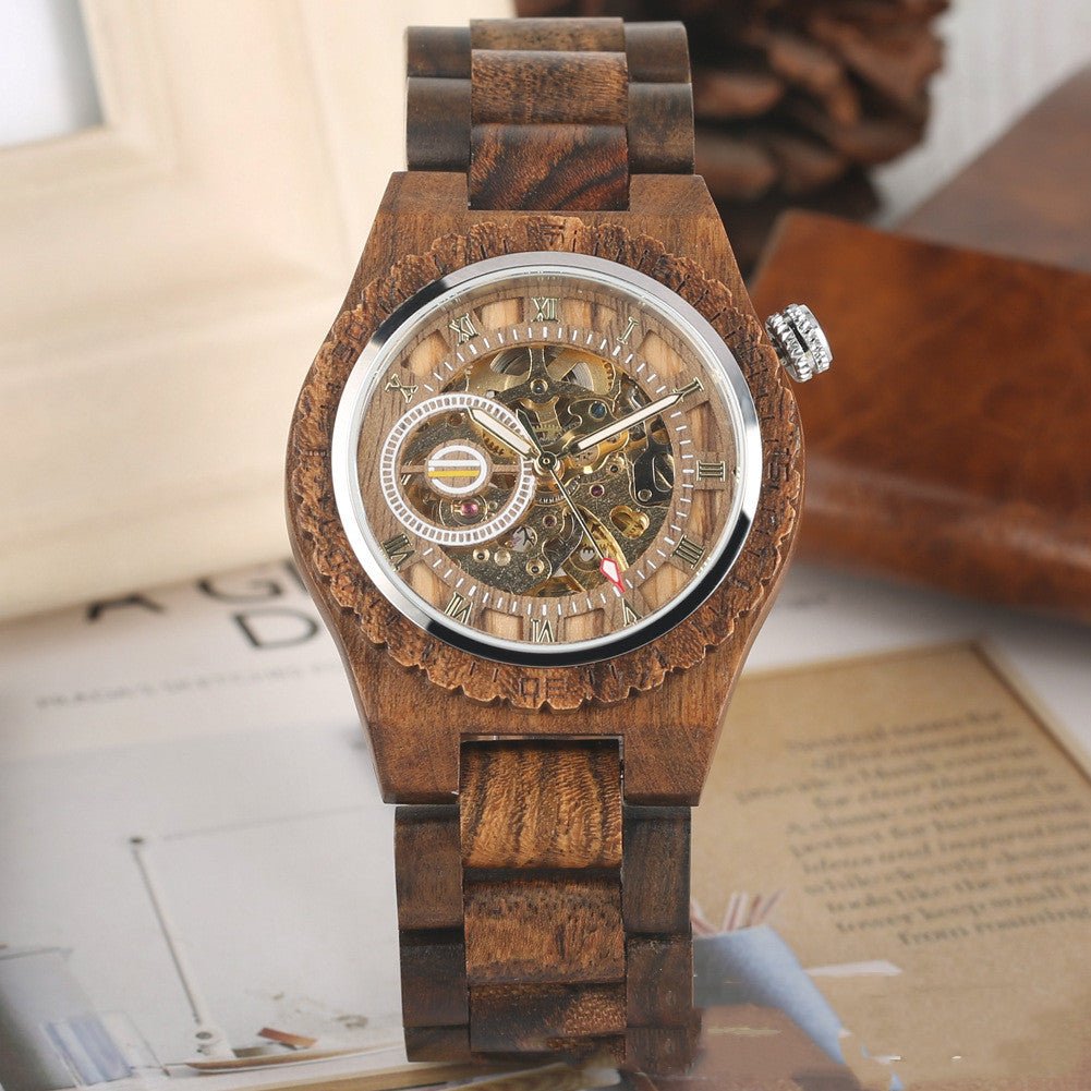 Montre Mécanique en Bois Créative pour Homme, Style Décontracté et Mode - IVOIRART.COM
