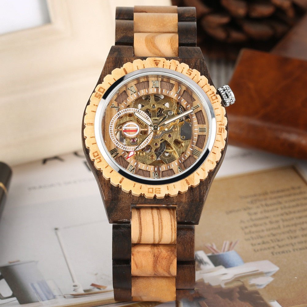 Montre Mécanique en Bois Créative pour Homme, Style Décontracté et Mode - IVOIRART.COM