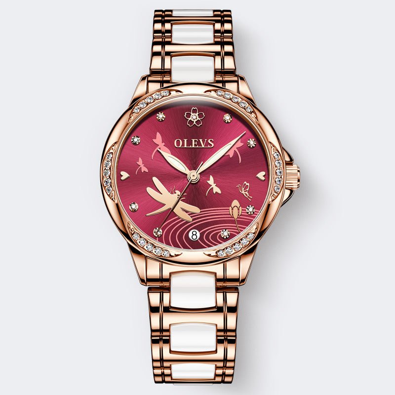Montre mécanique en céramique élégante avec calendrier et étanchéité 30 m - IVOIRART.COM