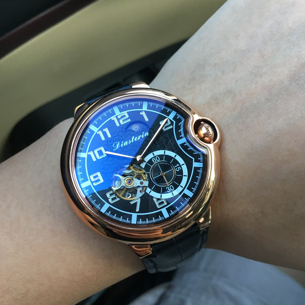 Montre mécanique en cuir véritable pour homme au style sport élégant et robuste - IVOIRART.COM