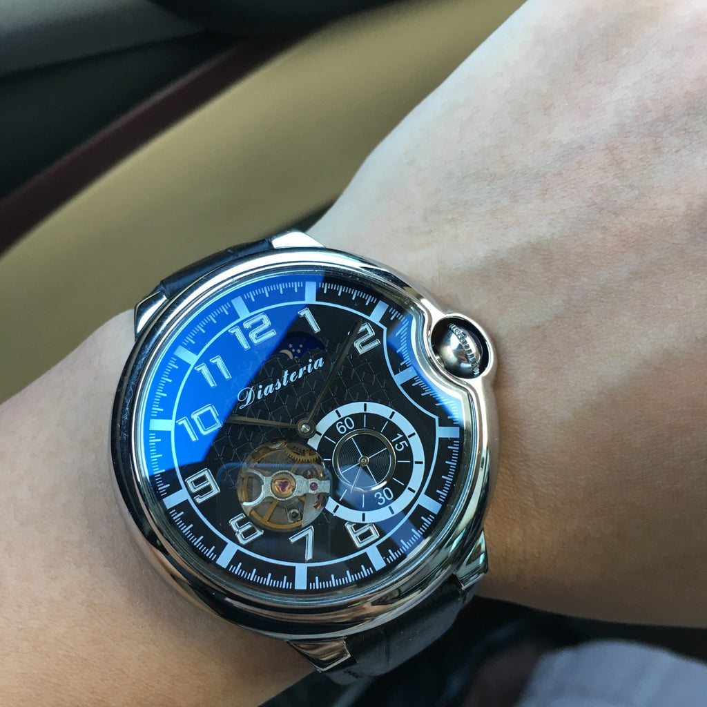 Montre mécanique en cuir véritable pour homme au style sport élégant et robuste - IVOIRART.COM