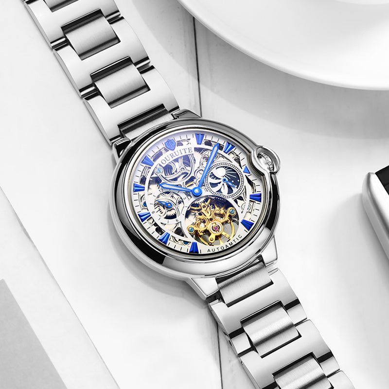 Montre mécanique étanche à cadran ajouré élégante pour homme, 43 mm - IVOIRART.COM