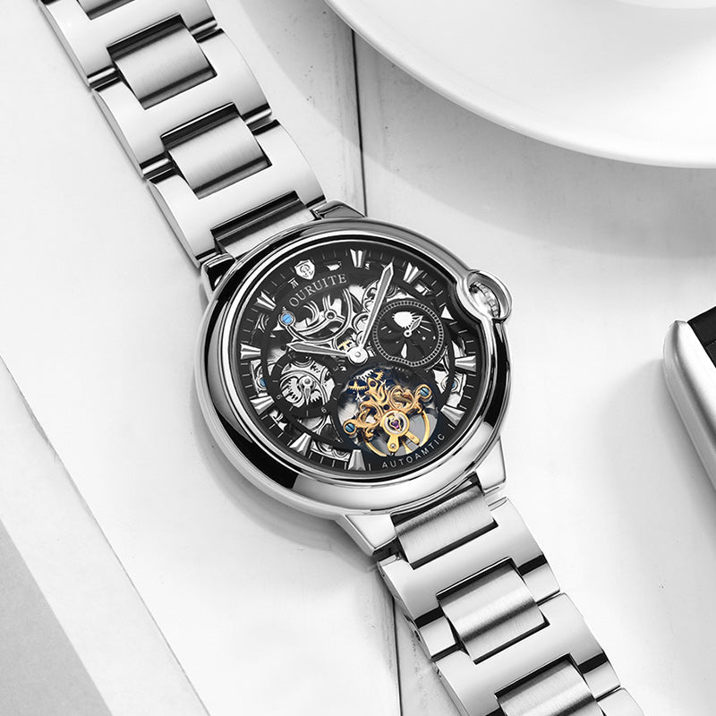 Montre mécanique étanche à cadran ajouré élégante pour homme, 43 mm - IVOIRART.COM