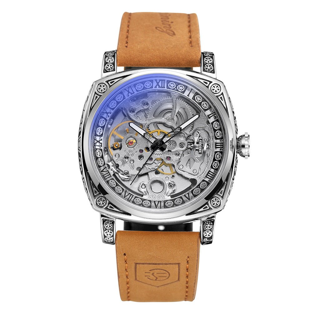 Montre mécanique homme double fond avec mouvement Liaocheng, étanche 10m - IVOIRART.COM