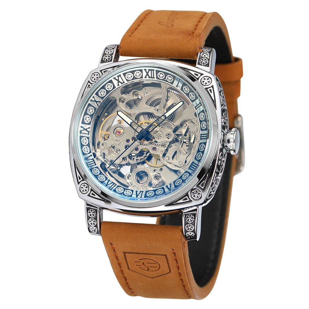 Montre mécanique homme double fond avec mouvement Liaocheng, étanche 10m - IVOIRART.COM
