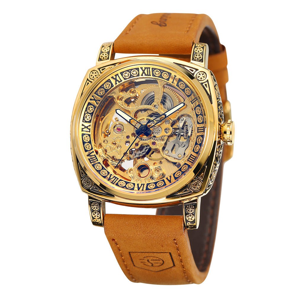 Montre mécanique homme double fond avec mouvement Liaocheng, étanche 10m - IVOIRART.COM