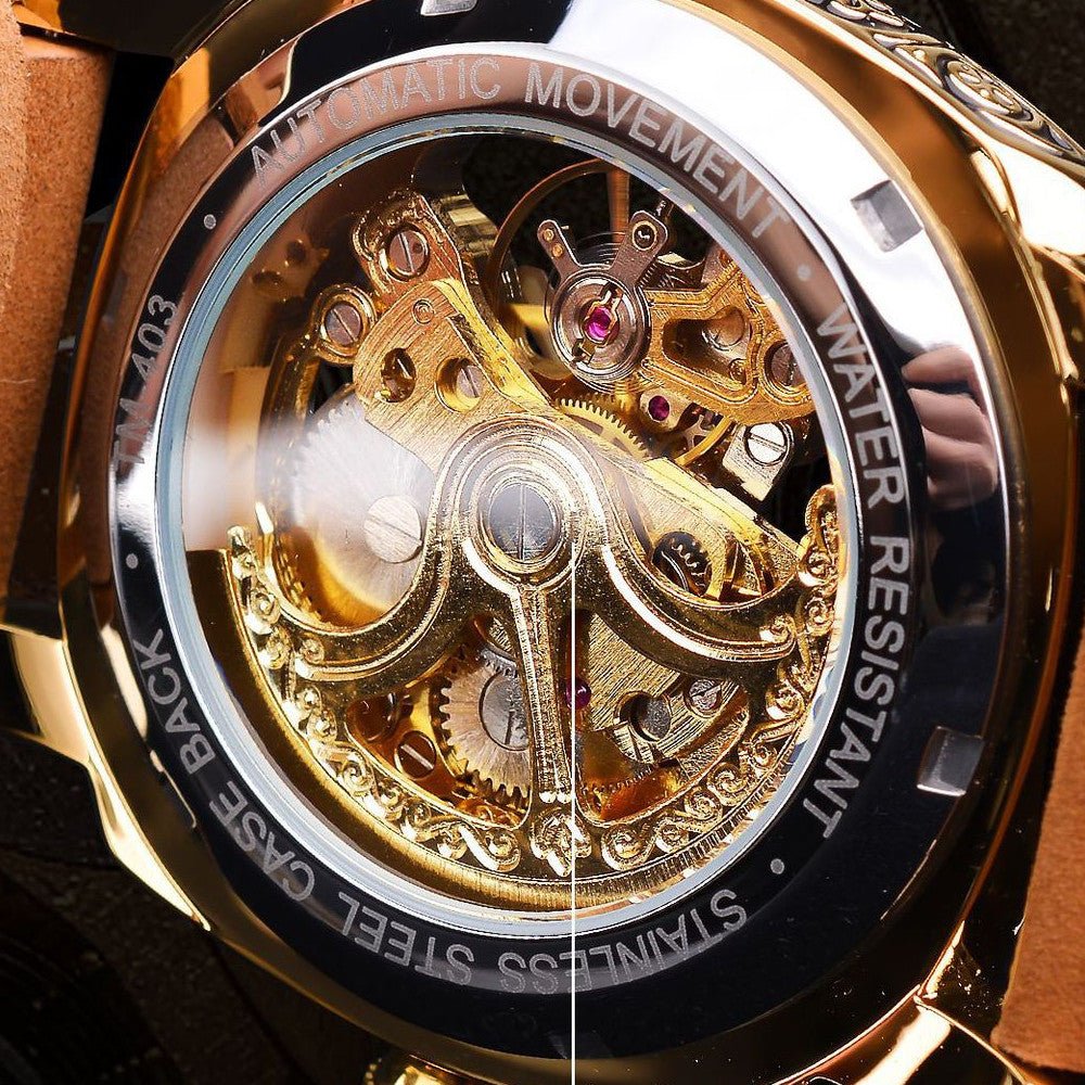Montre mécanique homme double fond avec mouvement Liaocheng, étanche 10m - IVOIRART.COM