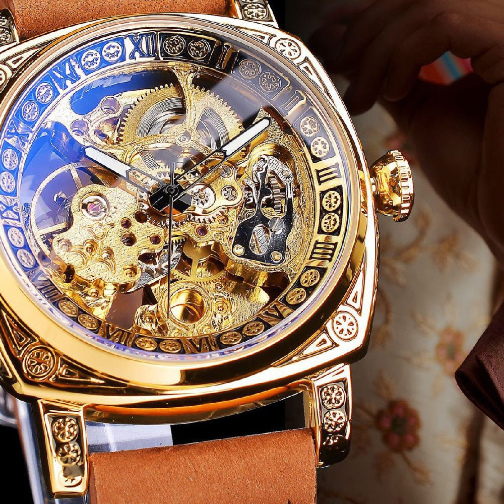 Montre mécanique homme double fond avec mouvement Liaocheng, étanche 10m - IVOIRART.COM