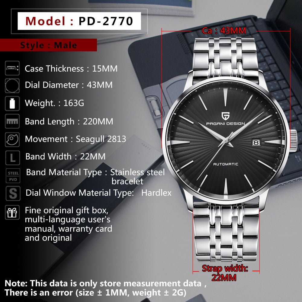 Montre Mécanique Homme Étanche avec Bracelet en Acier Inoxydable Élégant - IVOIRART.COM