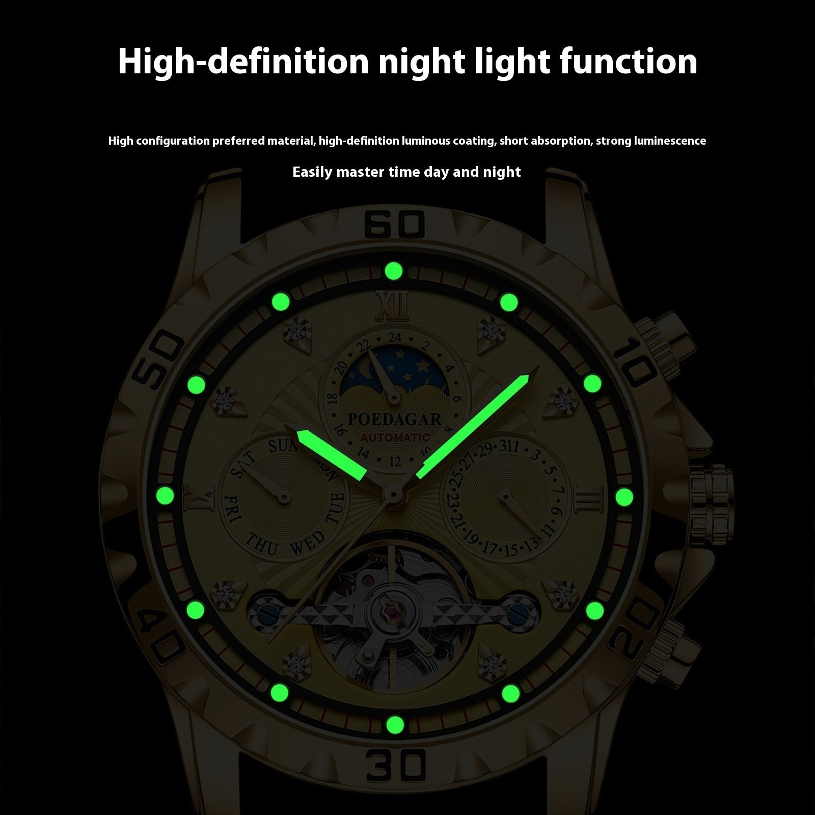 Montre mécanique homme étanche de luxe multifonction pour poignet masculin - IVOIRART.COM