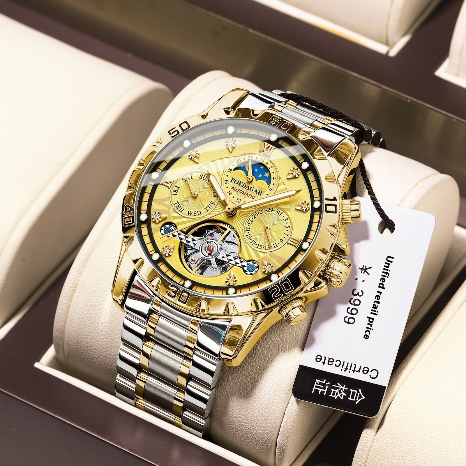 Montre mécanique homme étanche de luxe multifonction pour poignet masculin - IVOIRART.COM