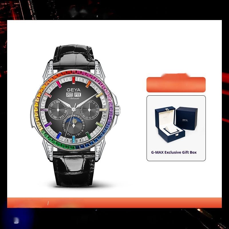 Montre mécanique multifonctionnelle cercle arc - en - ciel entièrement automatique étanche homme - IVOIRART.COM