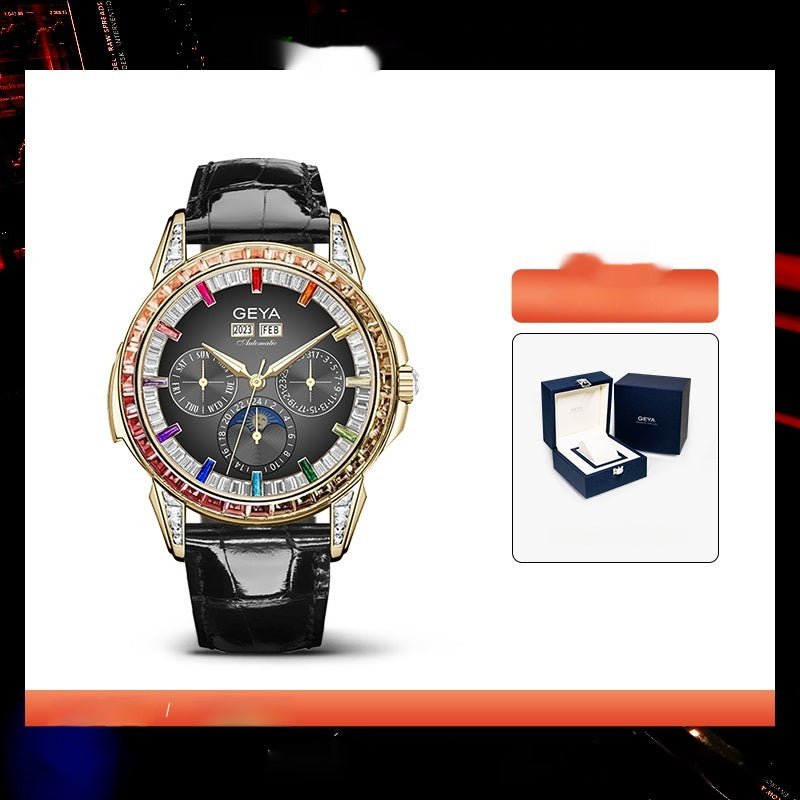 Montre mécanique multifonctionnelle cercle arc - en - ciel entièrement automatique étanche homme - IVOIRART.COM