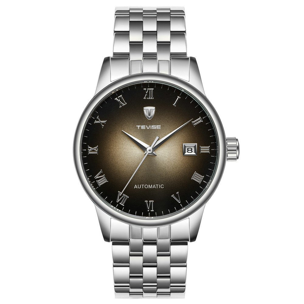 Montre mécanique pour homme au design décontracté avec bracelet en acier inoxydable et cadran rond de 38 mm - IVOIRART.COM