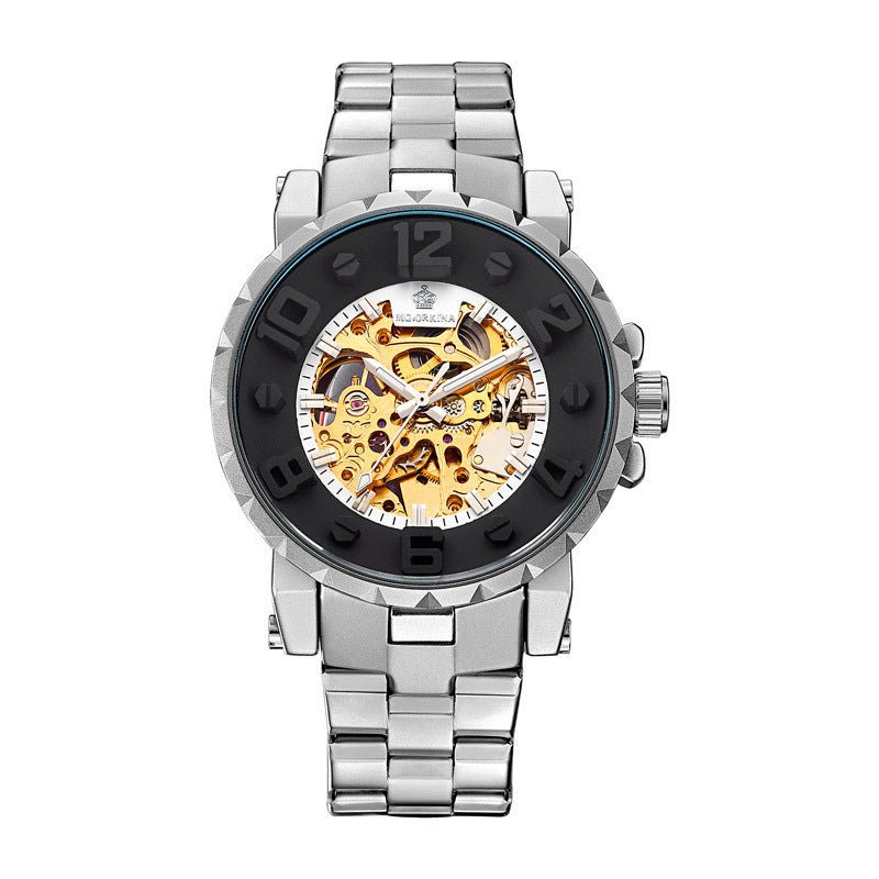 Montre Mécanique Semi-automatique Homme Pleine Squelette Montre Acier Élégante - IVOIRART.COM
