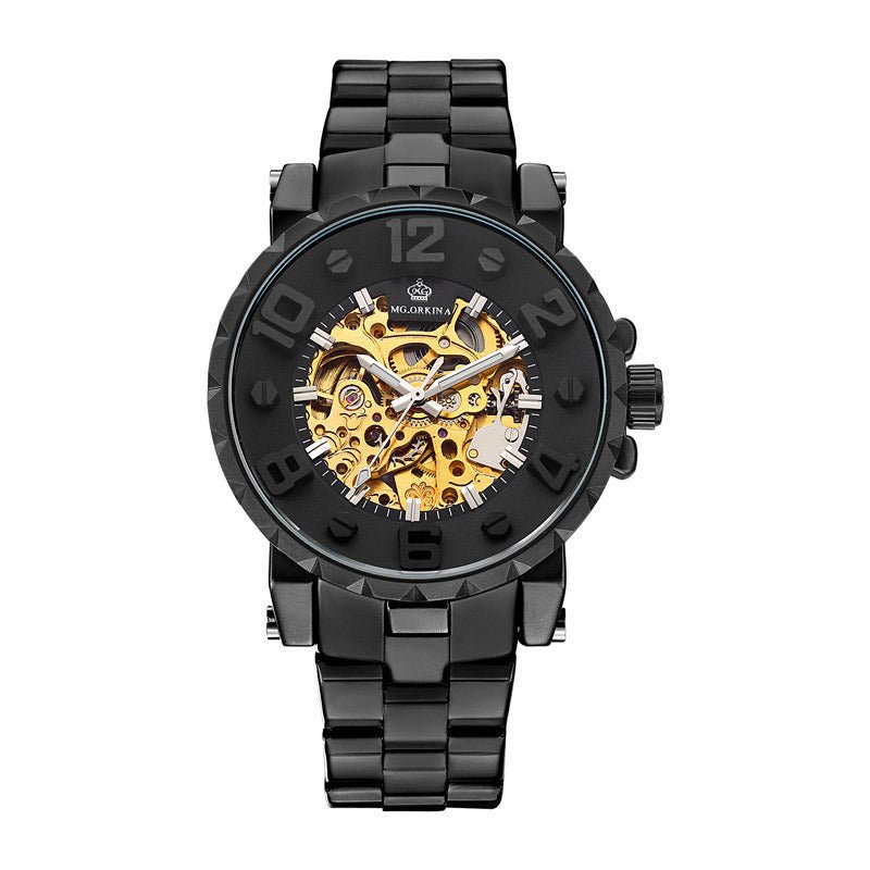 Montre Mécanique Semi-automatique Homme Pleine Squelette Montre Acier Élégante - IVOIRART.COM