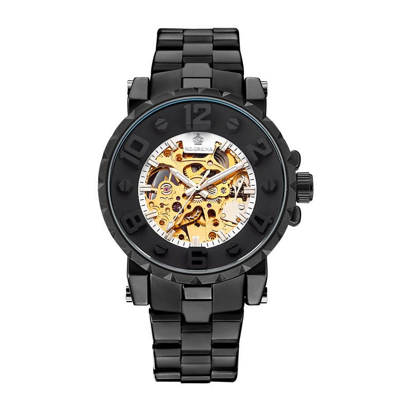 Montre Mécanique Semi-automatique Homme Pleine Squelette Montre Acier Élégante - IVOIRART.COM