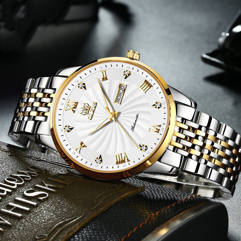 Montre Mécanique Simple Diamant Étanche Montre Business Élégante pour Hommes - IVOIRART.COM