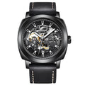 Montre mécanique squelette élégante avec bracelet en cuir de haute qualité étanche 30 M - IVOIRART.COM