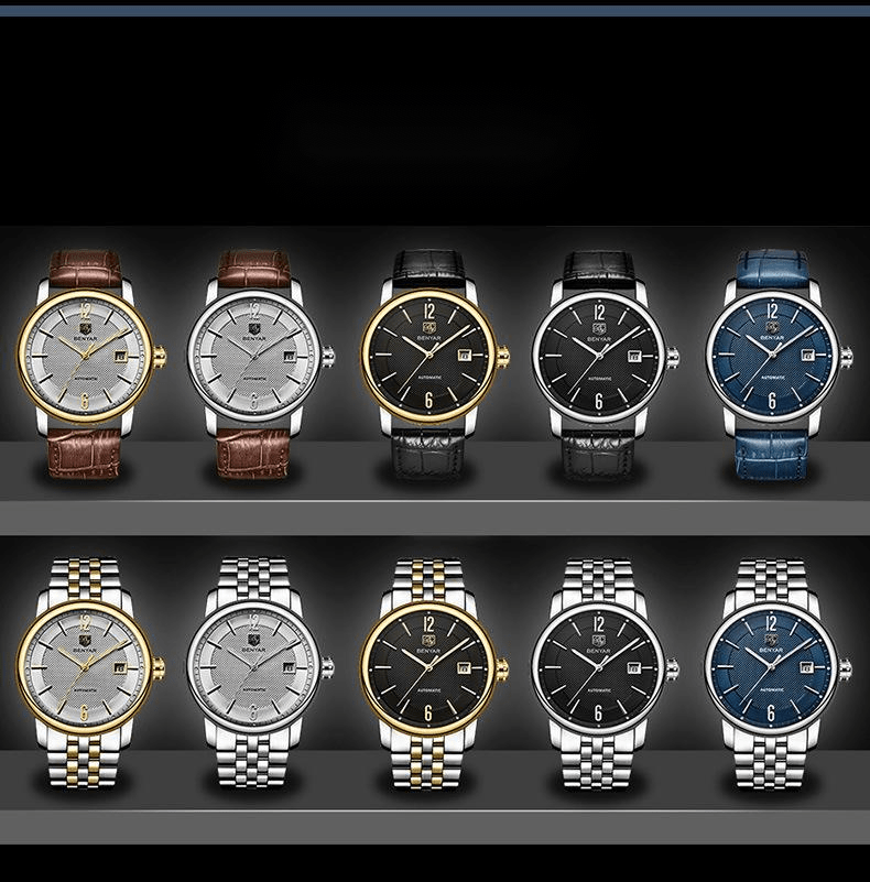 Montre mécanique tendance mode homme modèle 5144 à rayures élégantes - IVOIRART.COM