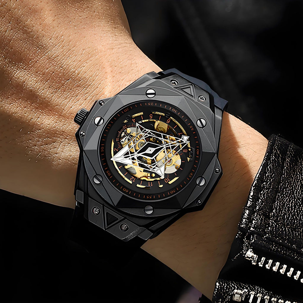 Montre mécaniques tendance et personnalisée double face creuse pour hommes - IVOIRART.COM