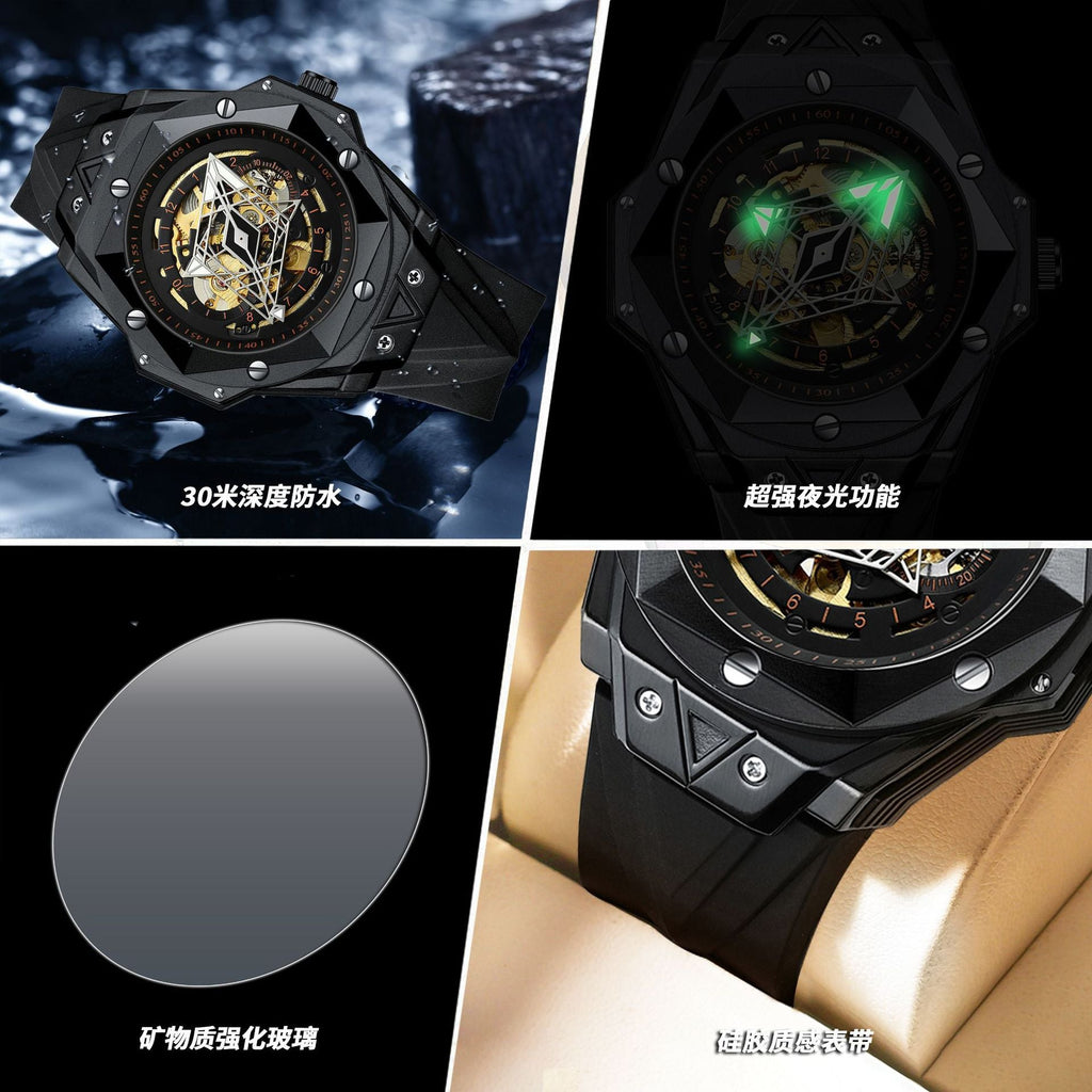 Montre mécaniques tendance et personnalisée double face creuse pour hommes - IVOIRART.COM