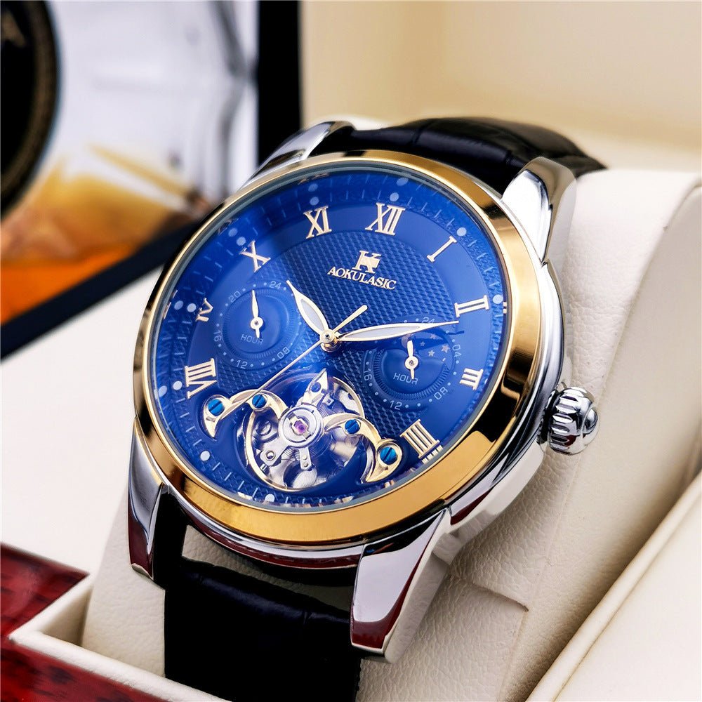 Montre pour homme lumineuse de mode avec cadran creux, mécanique semi - automatique - IVOIRART.COM