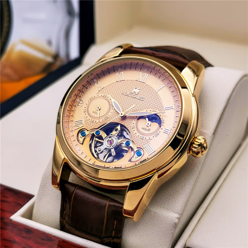 Montre pour homme lumineuse de mode avec cadran creux, mécanique semi - automatique - IVOIRART.COM