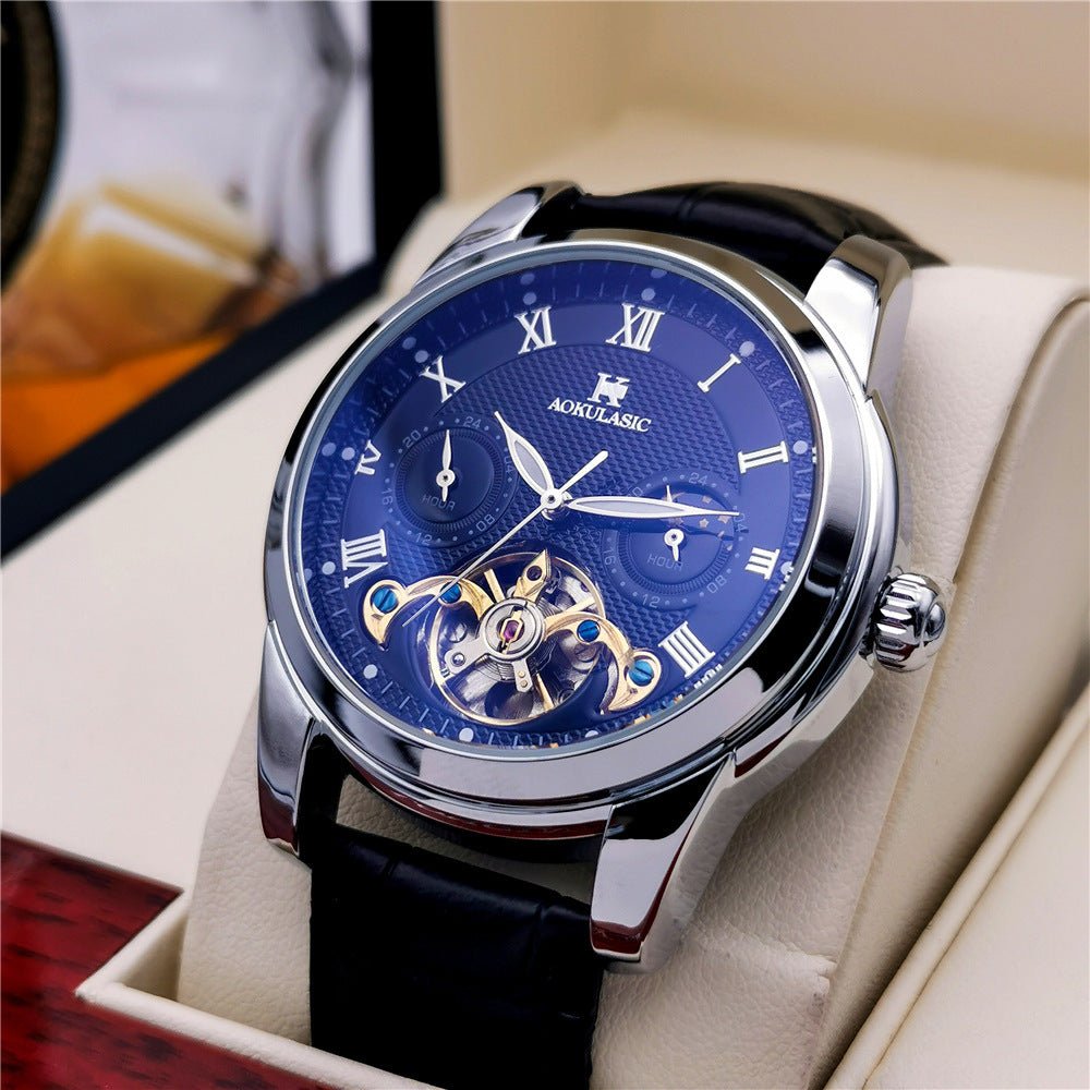 Montre pour homme lumineuse de mode avec cadran creux, mécanique semi - automatique - IVOIRART.COM