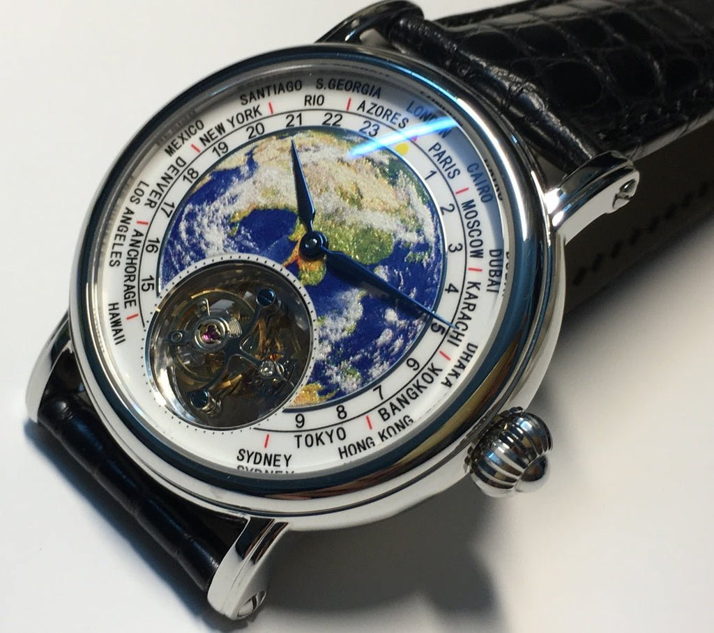 Montre Ronde Tourbillon 3D Globe Élégance et Style Unique pour Tous - IVOIRART.COM