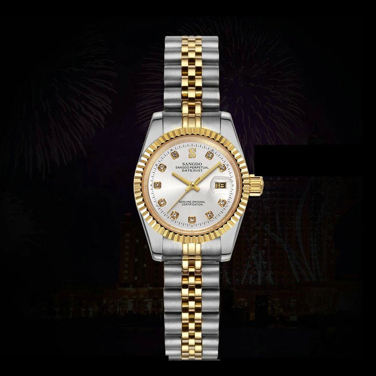 Montres mécaniques automatiques vintage rondes pour femme, acier inoxydable doré - IVOIRART.COM