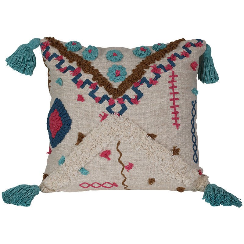 Moroccan Style Cotton Tufted Pillow For Living Room And Bedroom - IVOIRART.COM