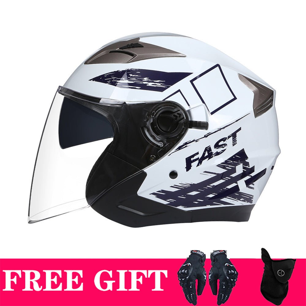 Motorcycle Helmet Double Lens Retro Riding Helmet - IVOIRART.COM