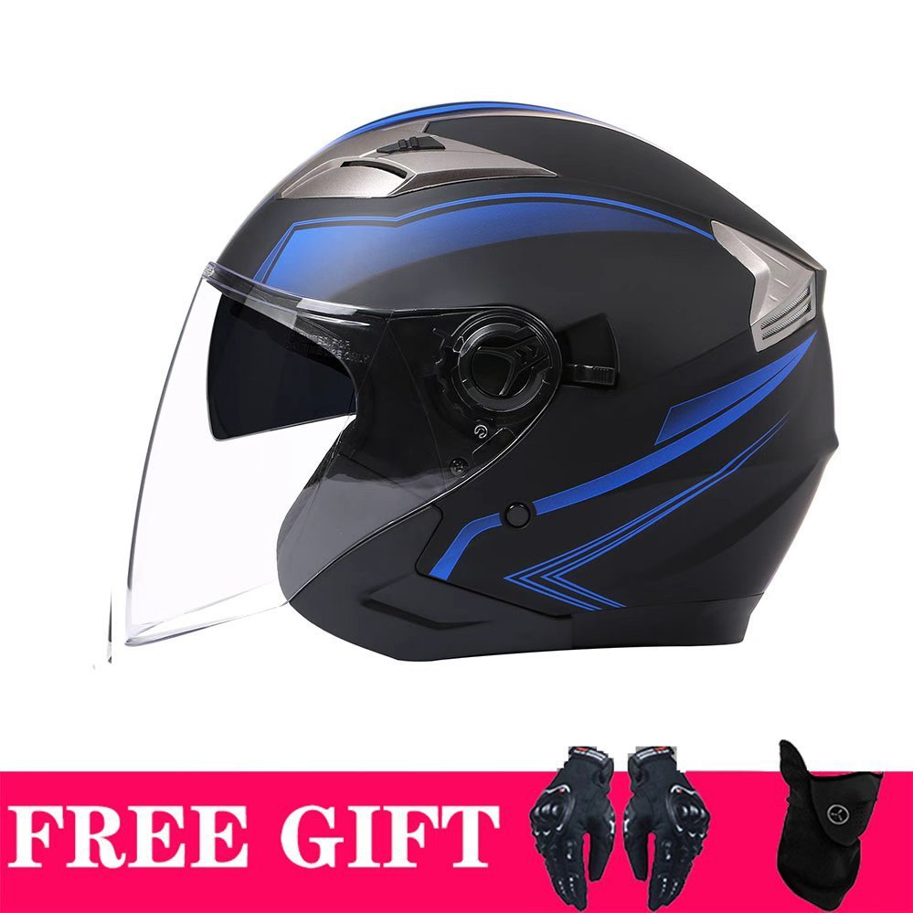 Motorcycle Helmet Double Lens Retro Riding Helmet - IVOIRART.COM