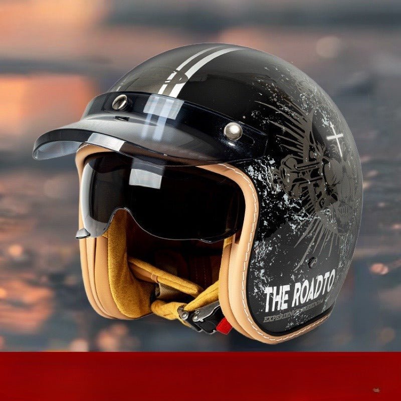 Motorcycle Helmet Motorcycle Helmet Men's And Women's Electric Car Built-in Goggles - IVOIRART.COM