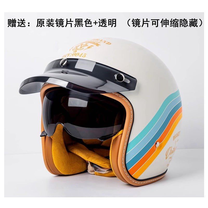 Motorcycle Helmet Motorcycle Helmet Men's And Women's Electric Car Built-in Goggles - IVOIRART.COM