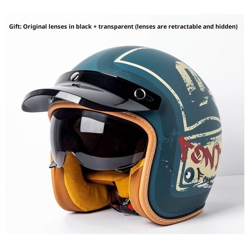 Motorcycle Helmet Motorcycle Helmet Men's And Women's Electric Car Built-in Goggles - IVOIRART.COM