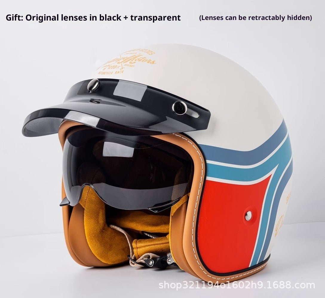 Motorcycle Helmet Motorcycle Helmet Men's And Women's Electric Car Built-in Goggles - IVOIRART.COM