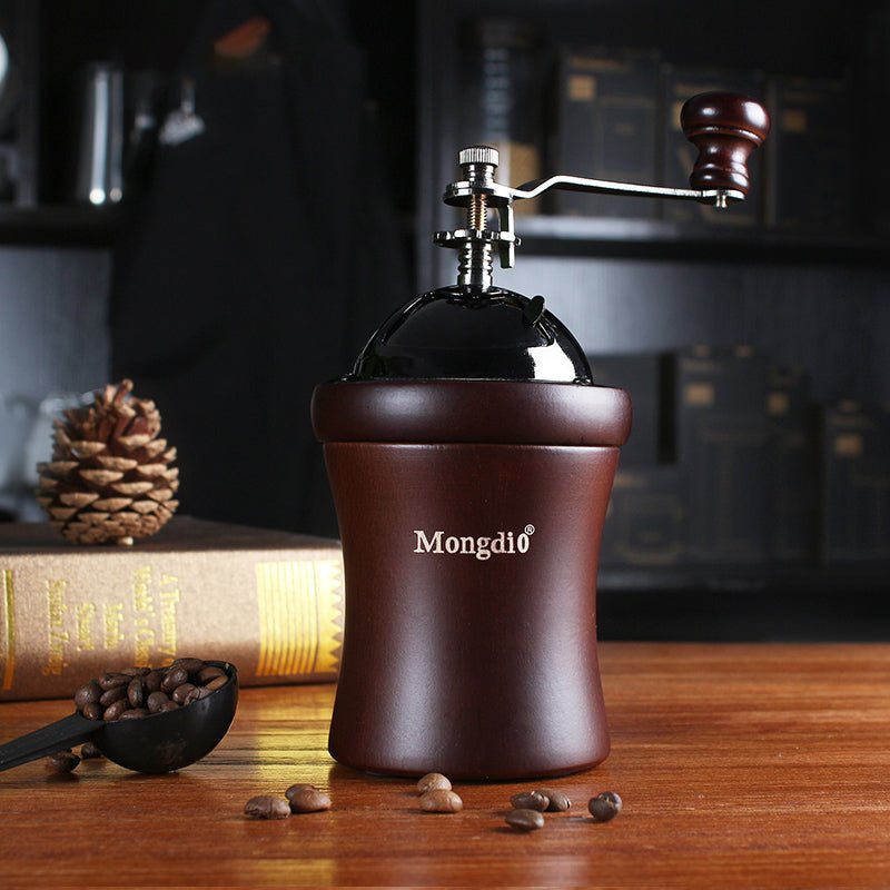 Moulin à café manuel en bois massif avec manivelle — broyeur baril traditionnel. - IVOIRART.COM