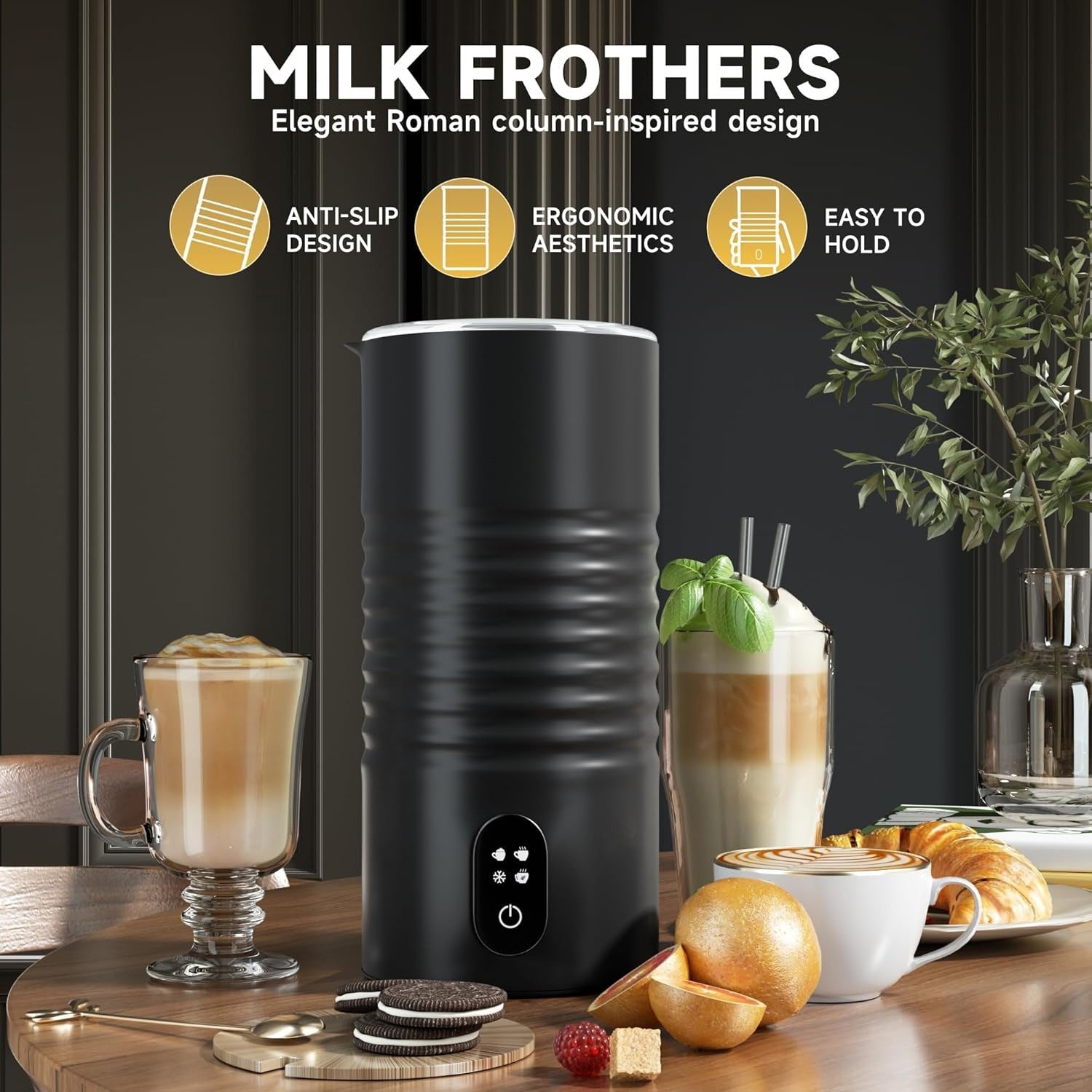 Mousseur Automatique de Lait Chaud et Froid, Réservoir Acier Inoxydable Intégré - IVOIRART.COM