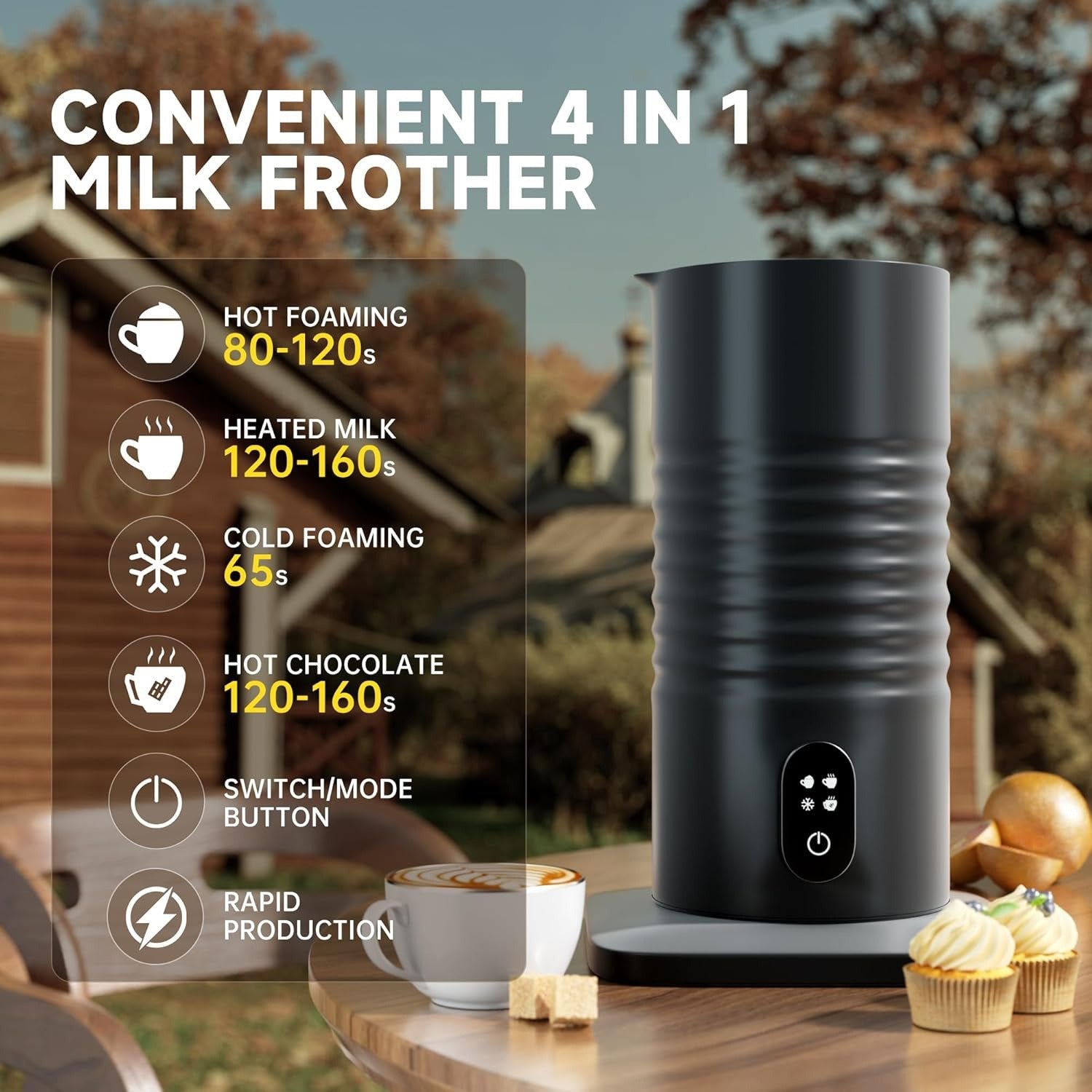 Mousseur Automatique de Lait Chaud et Froid, Réservoir Acier Inoxydable Intégré - IVOIRART.COM
