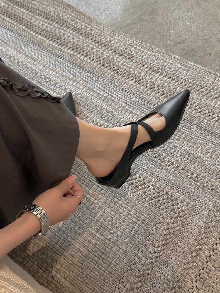 Mules à bout pointu fermées compensées d'extérieur pour femmes, élégantes et confortables - IVOIRART.COM