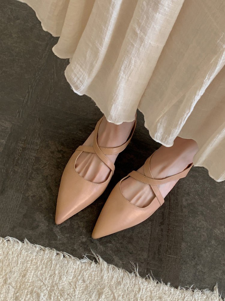 Mules à bout pointu fermées compensées d'extérieur pour femmes, élégantes et confortables - IVOIRART.COM