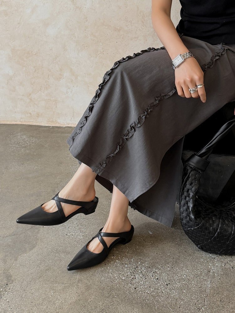 Mules à bout pointu fermées compensées d'extérieur pour femmes, élégantes et confortables - IVOIRART.COM