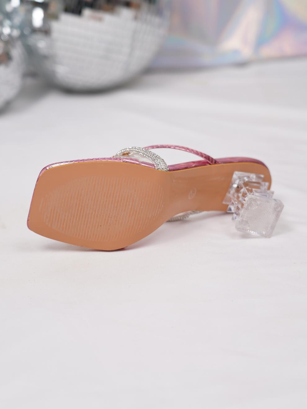 Mules à Talons Hauts Transparentes avec Cristaux et Strass de Mode Élégante - IVOIRART.COM