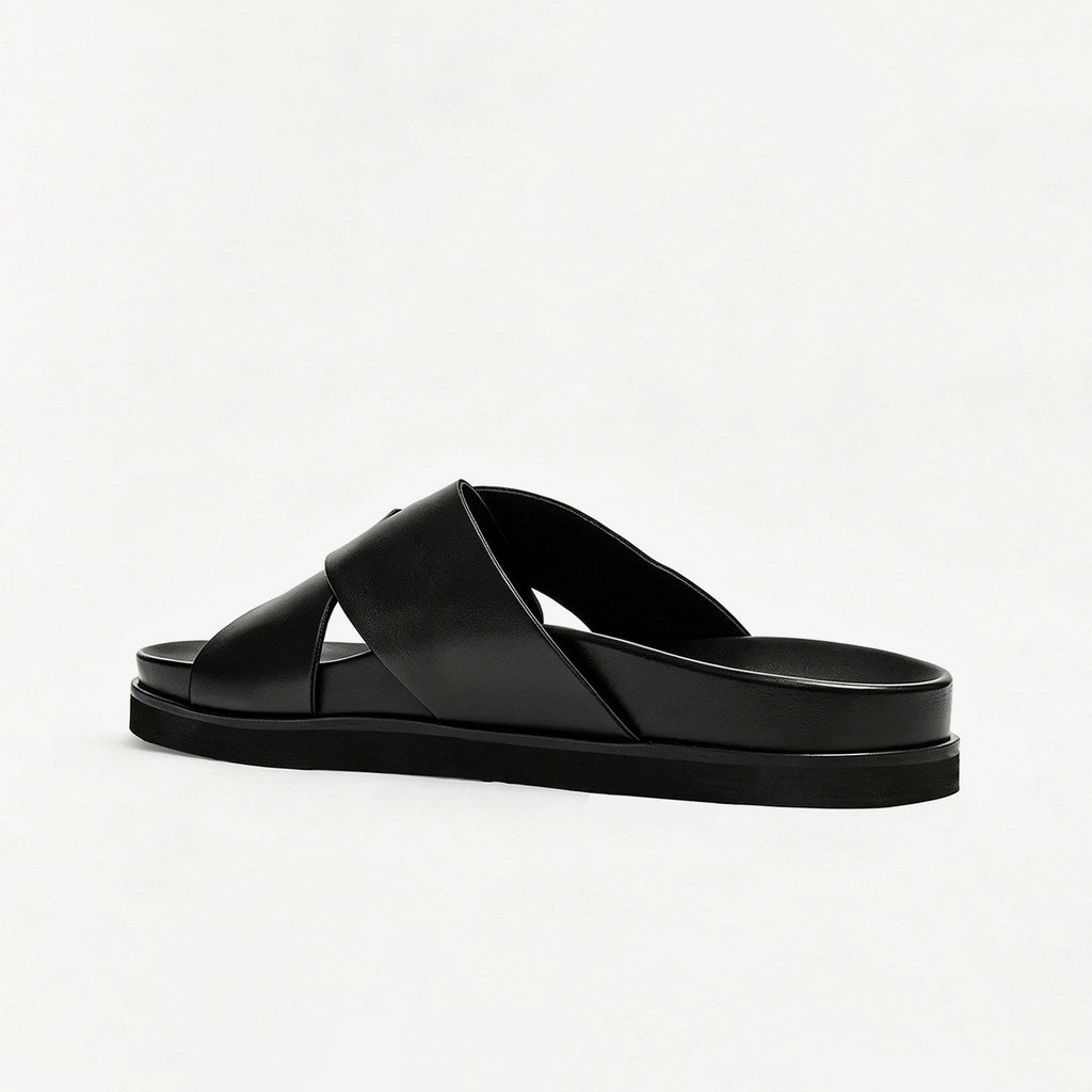 Mules homme été respirantes style croisé bout ouvert daim cuir semelle EVA 38-44 - IVOIRART.COM