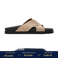 Mules homme été respirantes style croisé bout ouvert daim cuir semelle EVA 38-44 - IVOIRART.COM