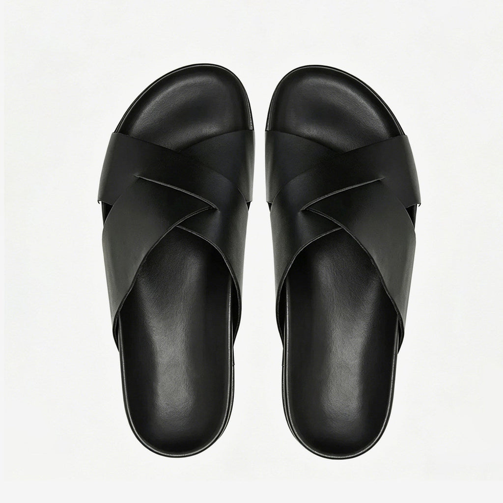 Mules homme été respirantes style croisé bout ouvert daim cuir semelle EVA 38-44 - IVOIRART.COM