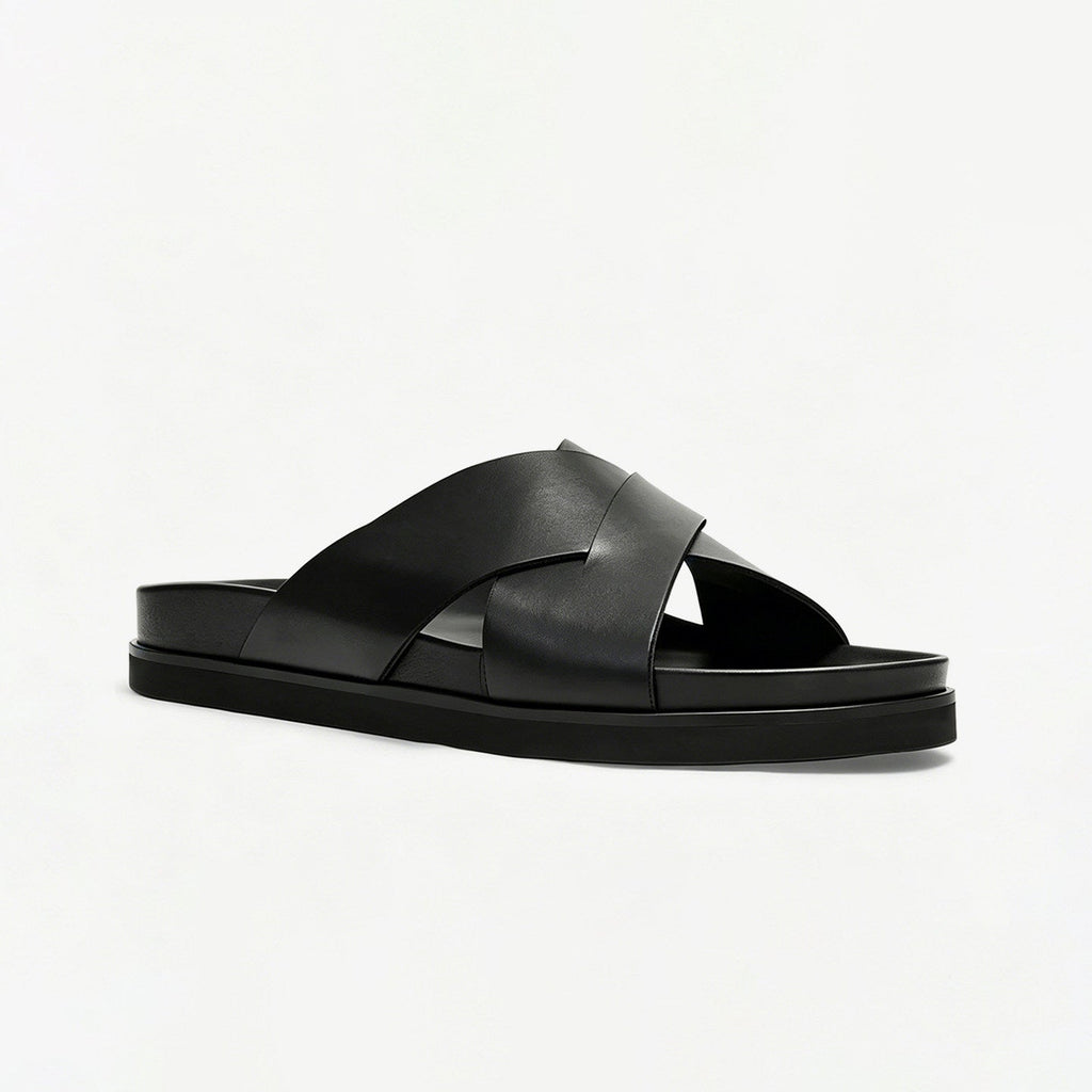 Mules homme été respirantes style croisé bout ouvert daim cuir semelle EVA 38-44 - IVOIRART.COM